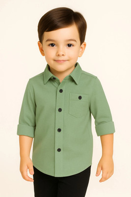 jabak creation Boys Solid Wedding & Party Light Green Shirt