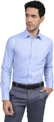 LOUIS STITCH Men Checkered Formal Light Blue, White Shirt