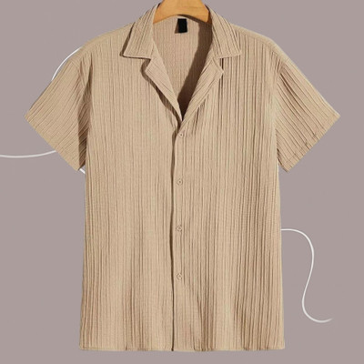 Dharamraj Fashion Men Self Design Casual Beige Shirt