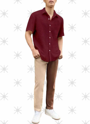 SHIVAY FASHIONS Men Solid Casual Maroon Shirt