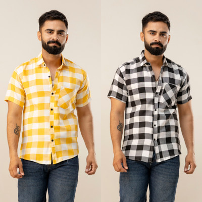 METRONAUT Men Checkered Casual Multicolor Shirt(Pack of 2)