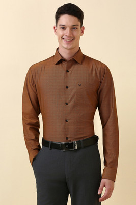 Allen Solly Men Self Design Formal Brown Shirt