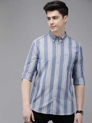 THE BEAR HOUSE Men Striped Casual Light Blue, White Shirt