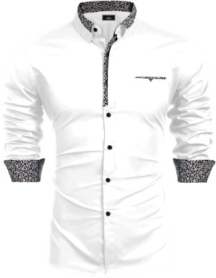 Webric Men Solid Casual White Shirt