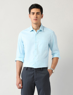 ARROW Men Self Design Formal Light Blue Shirt
