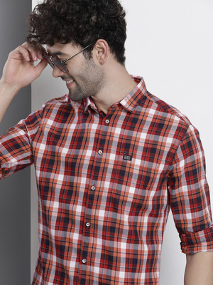 The Indian Garage Co. Men Checkered Casual Red Shirt