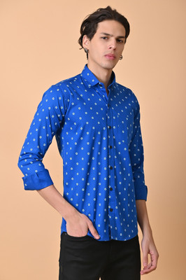 Lee Cross Men Printed Casual Blue Shirt