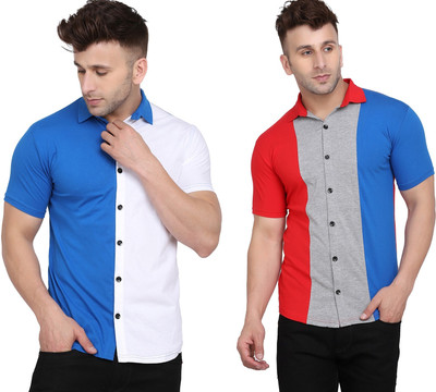 GEUM Men Solid Casual Multicolor Shirt(Pack of 2)