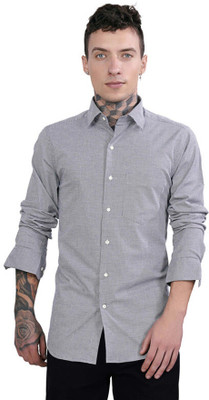 french crown Men Checkered Casual Grey Shirt