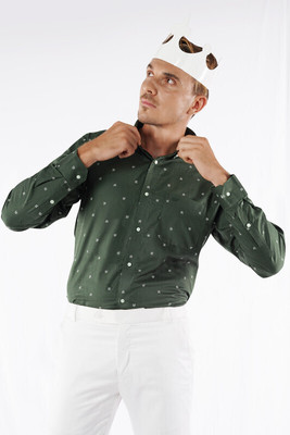 HOC Men Printed Casual Green Shirt