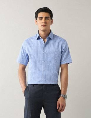 ARROW Men Checkered Casual Blue Shirt
