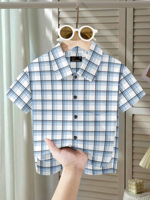 RUSTICRAGA Boys Printed Wedding White, Light Blue Shirt