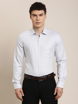 TURTLE Men Self Design Formal Grey Shirt