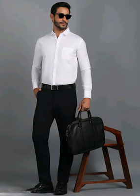 rajtraders Men Solid Formal White Shirt