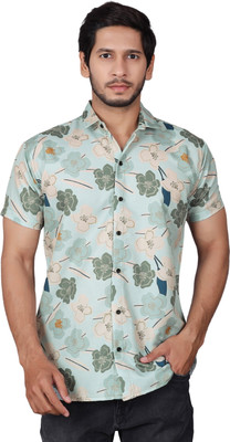 ShopGlobal Men Printed Casual Blue Shirt