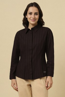 Allen Solly Women Striped Formal Brown Shirt