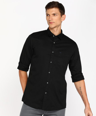 PETER ENGLAND Men Solid Casual Black Shirt