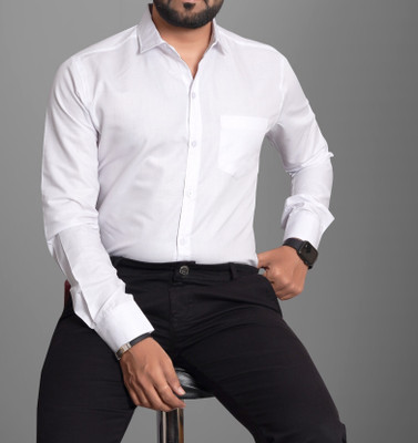 EVIQE Men Solid Formal White Shirt