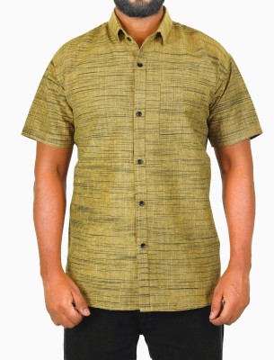 AUZAAI COLLECTION Men Self Design Casual Yellow Shirt