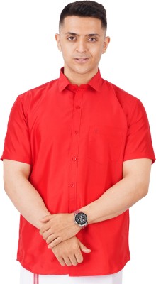 Chithra Fabrics Men Solid Casual Red Shirt