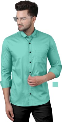 ANANTA TEXTILE Men Solid Casual Green Shirt