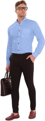LOOKMARK Men Solid Formal Light Blue Shirt