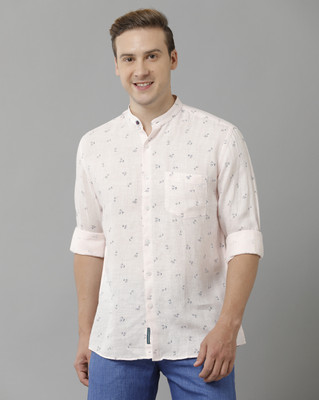 Linen Club Men Printed Casual Pink Shirt
