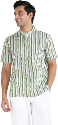 Fabindia Men Printed Casual White Shirt