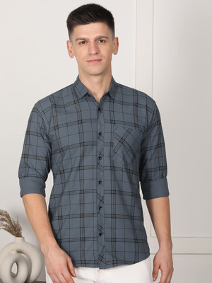 FUBAR Men Checkered Casual Grey Shirt