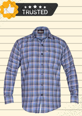 Arthz Fashion Trend Men Checkered Casual Black, Light Blue, White Shirt