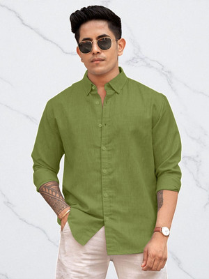 Yanthi Store Men Solid Casual Light Green Shirt