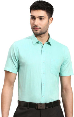 Ramraj Cotton Men Solid Formal Blue Shirt