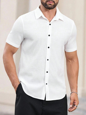 METRONAUT Men Self Design Casual White Shirt