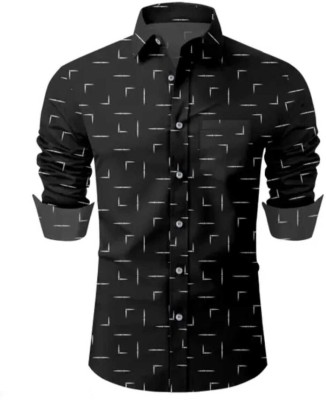 gajanand creation Men Printed Casual Black Shirt