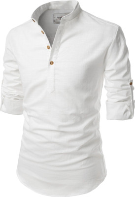 UNIFAV Men Solid Casual White Shirt