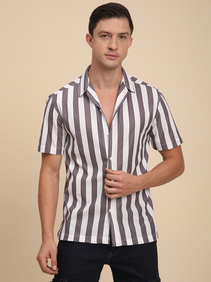 Voroxy Men Striped Casual Purple Shirt