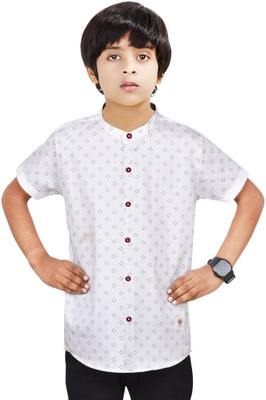 Paper Crane Boys Solid Casual White Shirt