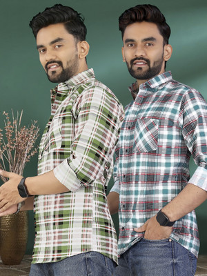METRONAUT Men Checkered Casual Multicolor Shirt(Pack of 2)