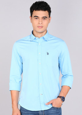 U.S. POLO ASSN. Men Solid Casual Blue Shirt
