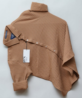 N AND J Men Self Design Casual Brown Shirt