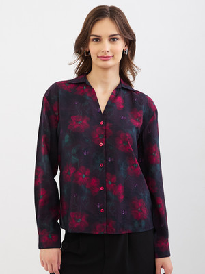 Spykar Women Printed Casual Red Shirt