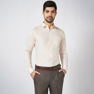 Peregrine by Pantaloons Men Solid Formal Yellow Shirt