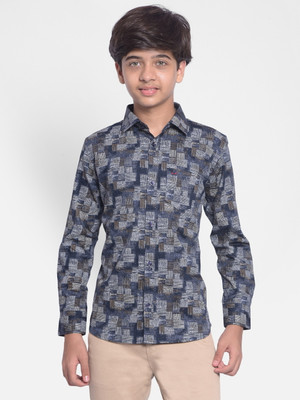 CRIMSOUNE CLUB Boys Solid Casual Grey, Dark Blue, Brown Shirt