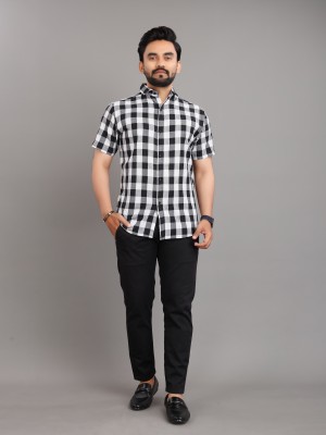 Hiyaa Fashion Men Self Design Casual Black Shirt