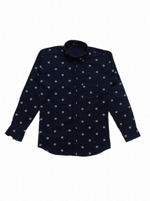 THE TINGGE Boys Printed Casual Blue Shirt