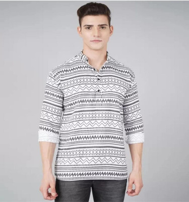 dhyan creation Men Printed A-line Kurta(Maroon)