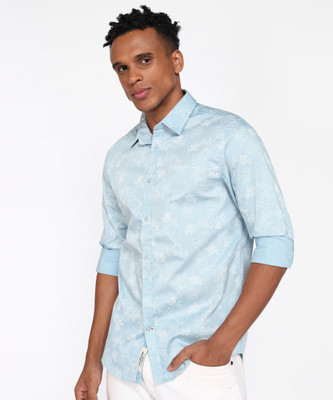 BEING HUMAN Men Printed Casual Blue Shirt