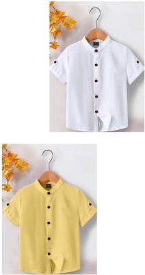 ESTHERCHARM Boys Solid Casual White, Yellow Shirt(Pack of 2)