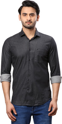 Raymond Men Solid Casual Grey Shirt