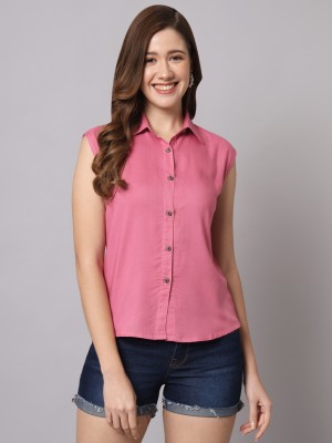 FUNDAY FASHION Women Solid Casual Pink Shirt